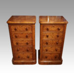 Pair of Victorian walnut bedside chests