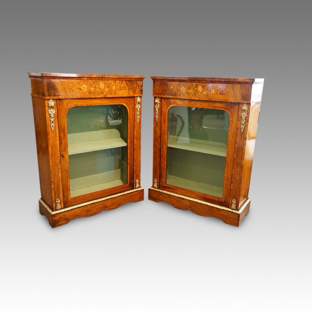 Pair-of-Victorian-walnut-inlaid-pier-cabinets.jpg Pair of Victorian walnut pier cabinets - Image 1