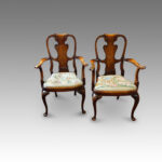 Pair of Walnut George I style armchairs - Image 9