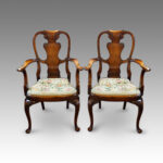 Pair of Walnut George I style armchairs