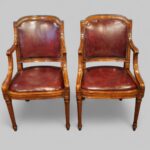 Pair of Edwardian walnut desk chairs