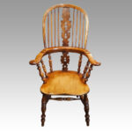 Pair Victorian Yew Broad Arm Windsor chairs - Image 2