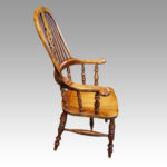 Pair Victorian Yew Broad Arm Windsor chairs - Image 4
