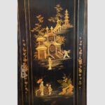 Pair of black lacquer Chinoiserie cupboards - Image 2