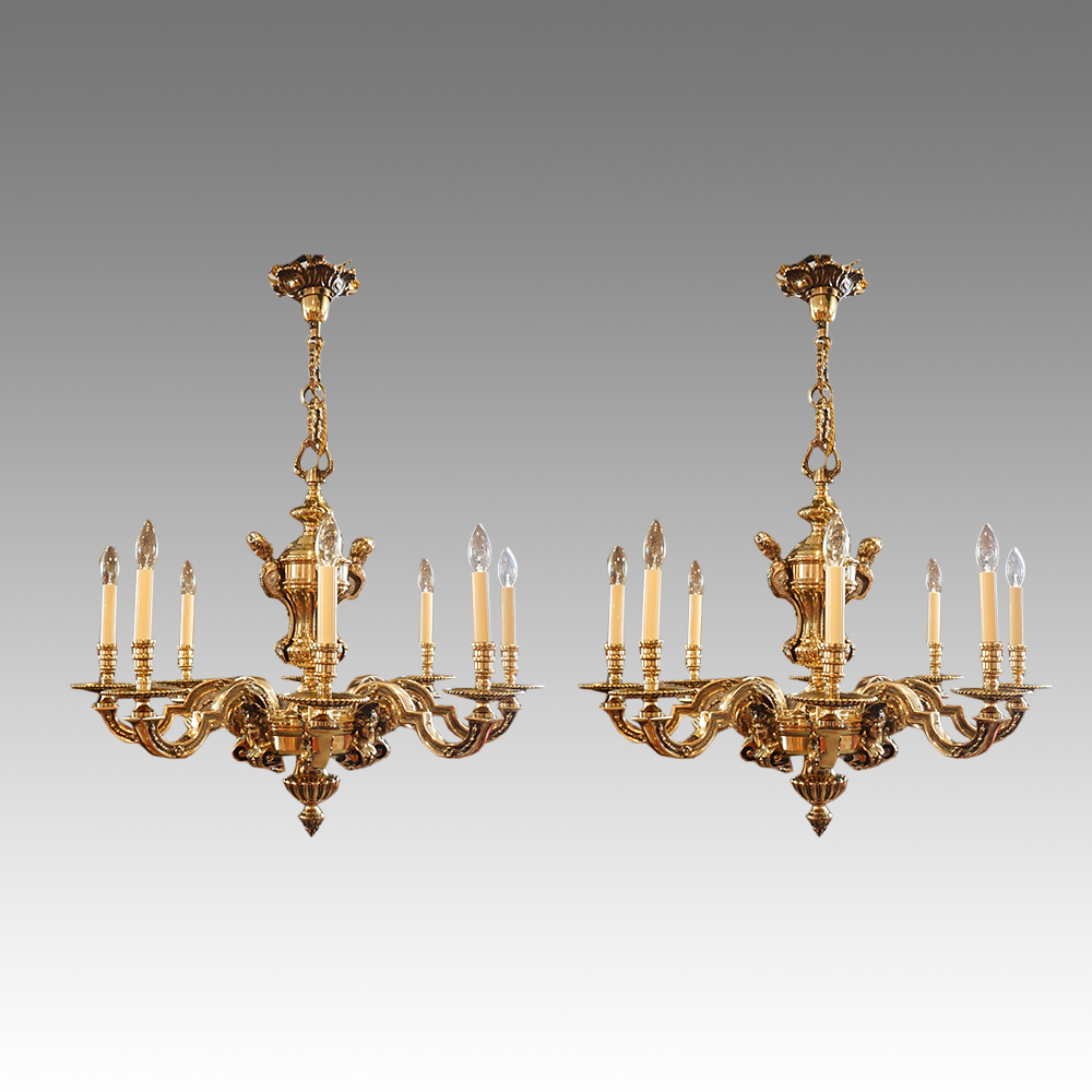 Pair-of-bronze-chandeliers-1.jpg Pair of antique bronze chandeliers - Image 1