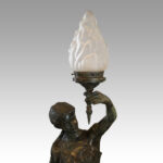 Pair of large bronze lanterns of maidens - Image 8