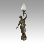 Pair of large bronze lanterns of maidens - Image 6