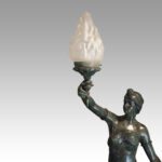 Pair of large bronze lanterns of maidens - Image 5