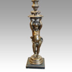 Pair of antique bronze table lamps - Image 4