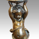 Pair of antique bronze table lamps - Image 3