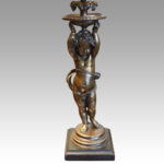 Pair of antique bronze table lamps - Image 2