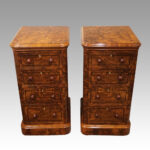 Pair of Victorian burr walnut bedside chests