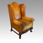 Pair of leather William and Mary style wing chairs - Image 2