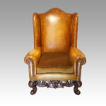 Pair of leather William and Mary style wing chairs - Image 6