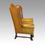 Pair of leather William and Mary style wing chairs - Image 9