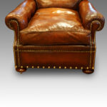 Pair of Edwardian leather club easy chairs - Image 2