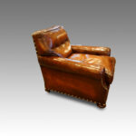 Pair of Edwardian leather club easy chairs - Image 6