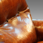 Pair of Edwardian leather club easy chairs - Image 8