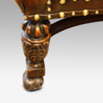 Pair of carved oak and leather wing chairs - Image 7