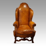 Pair of large leather wing back chairs - Image 5