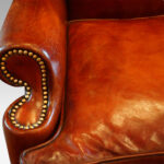 Queen Anne style high-back leather wingchair - Image 7