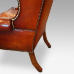 Queen Anne style high-back leather wingchair - Image 6