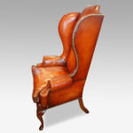 Queen Anne style high-back leather wingchair - Image 2