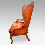 Queen Anne style high-back leather wingchair - Image 3