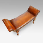 Walnut and leather window seat in the Queen Anne style - Image 2