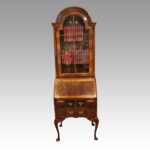 Queen Anne style walnut bureau bookcase - Image 2