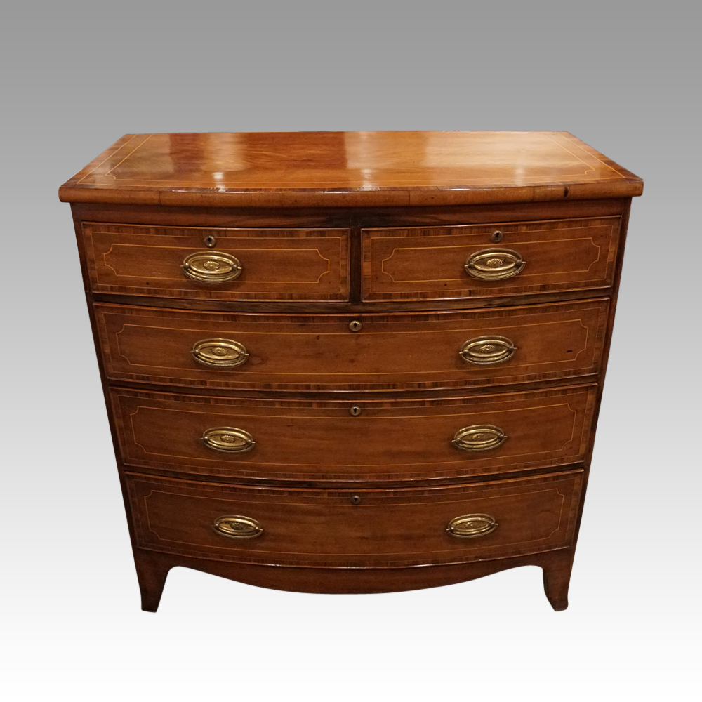Regency-inlaid-bow-chest.jpg Regency inlaid bow fronted chest - Image 1