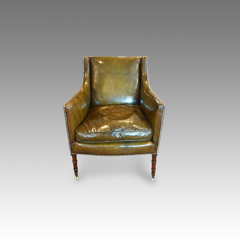 Regency-mahogany-library-chair.jpg Regency mahogany leather library chair - Image 1