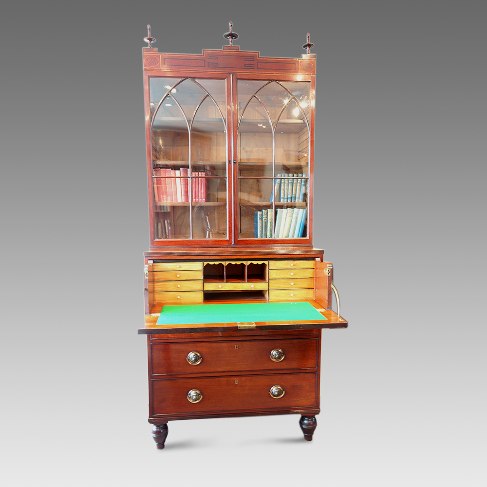 Regency-mahogany-secretaire-bookcase1.jpg Regency mahogany secretaire bookcase - Image 1