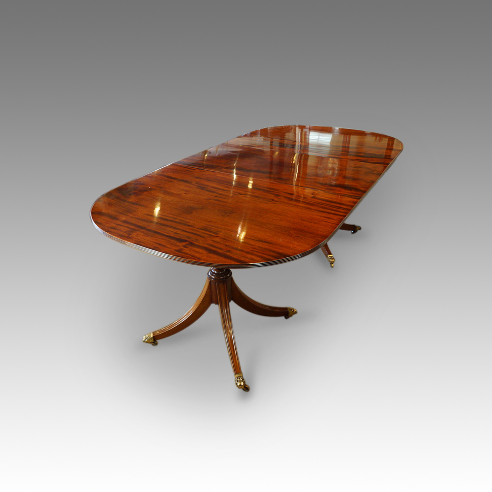 Regency-style-one-leaf-twin-pillar-dining-table.jpg Regency style mahogany dining table - Image 1