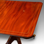 Regency style twin pillar mahogany dining table with line inlay - Image 7