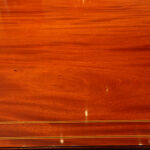 Regency style twin pillar mahogany dining table with line inlay - Image 5
