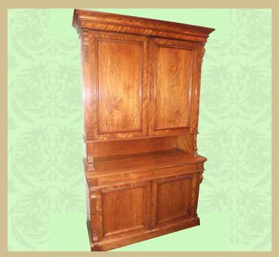 Satin_Birch_bookcase.jpg Victorian Satin Birch Bookcase - Image 1