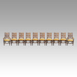 Set of 10 Lancashire spindle back chairs