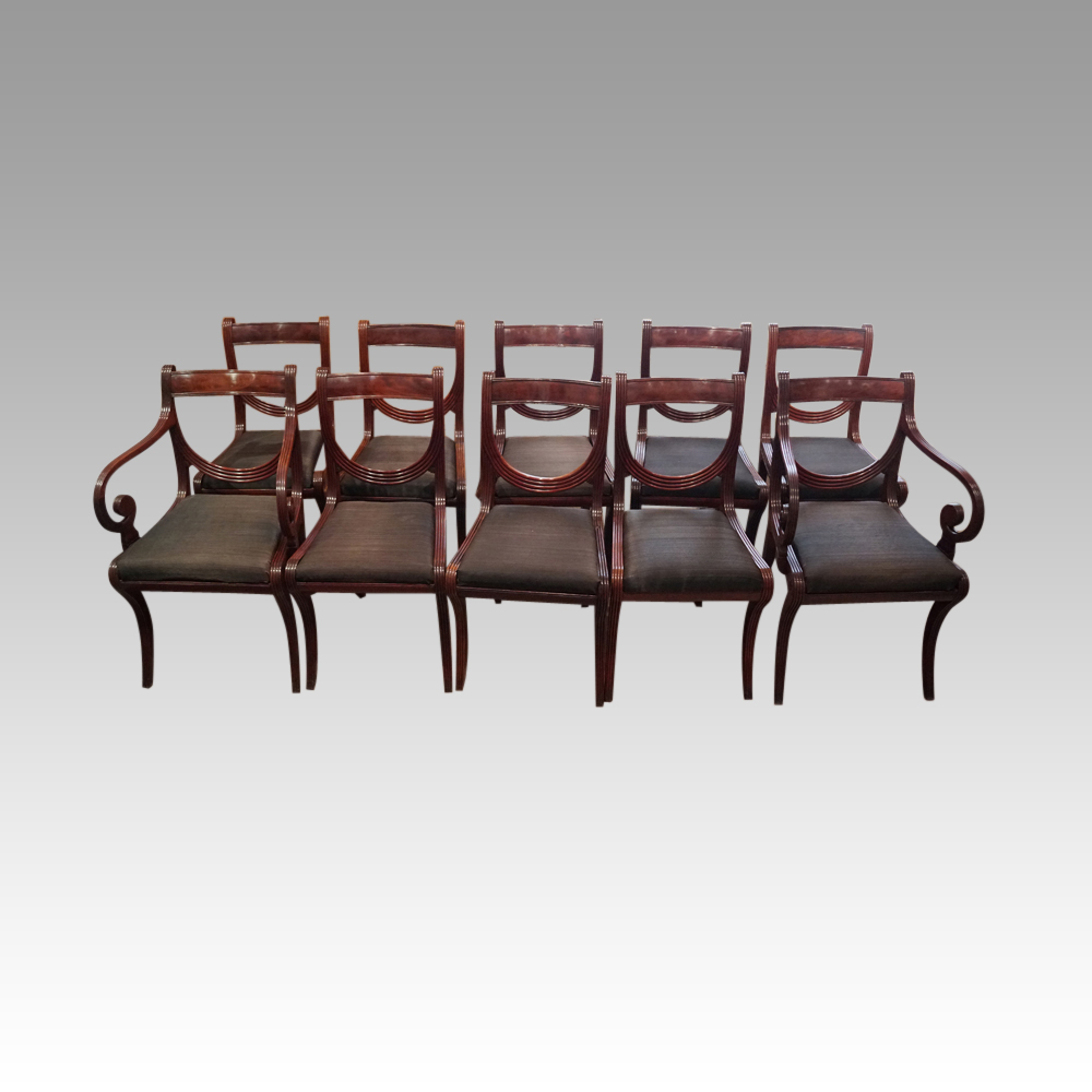 Set-of-10-Regency-mahogany-dining-chairs.jpg Set of 10 Regency mahogany dining chairs - Image 1