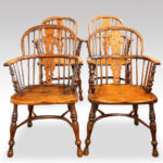 Set of 4 Antique Yew wood Windsor armchairs - Image 2