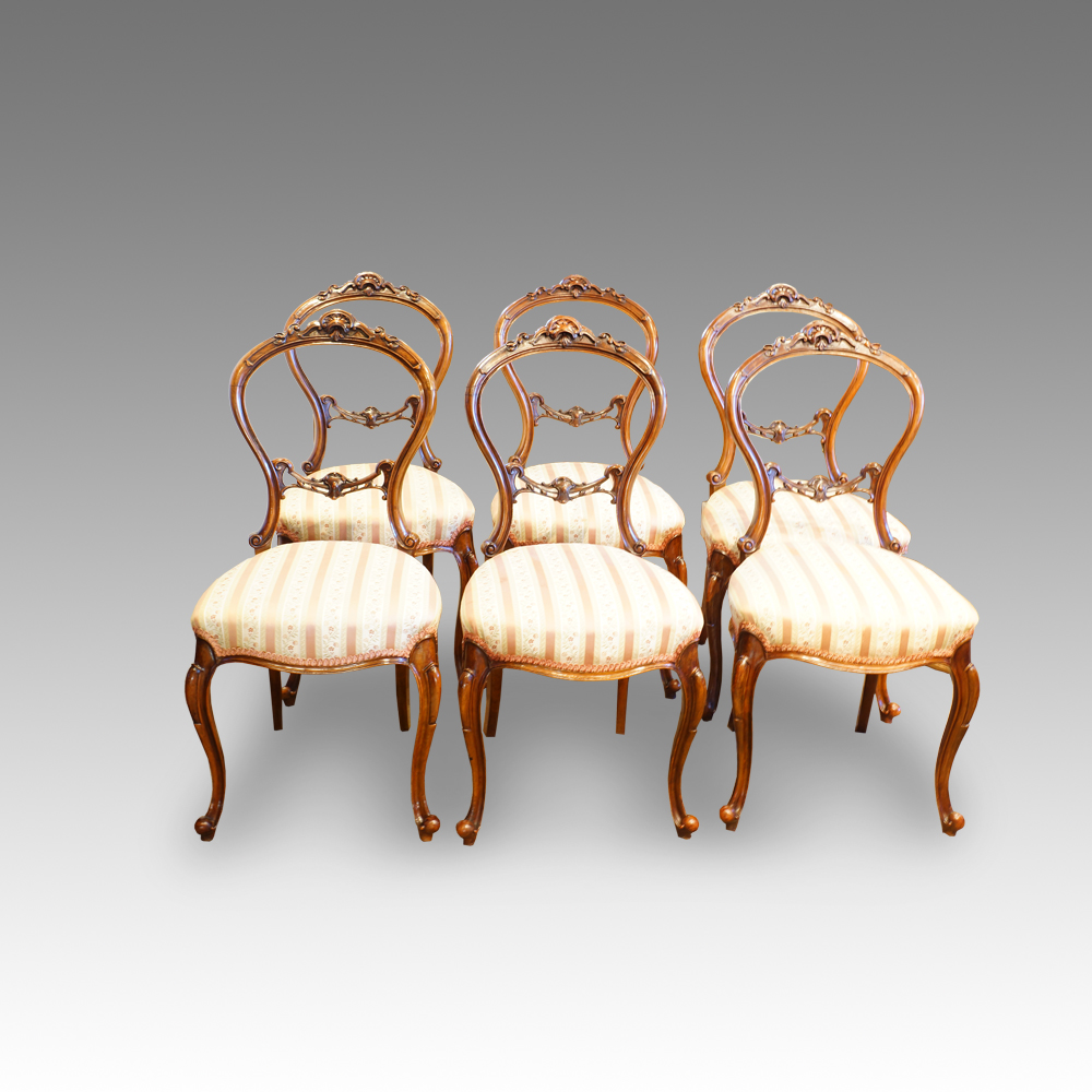 Set-of-6-Victorian-walnut-dining-chairs.jpg Set of 6 Victorian walnut dining chairs Now Sold - Image 1