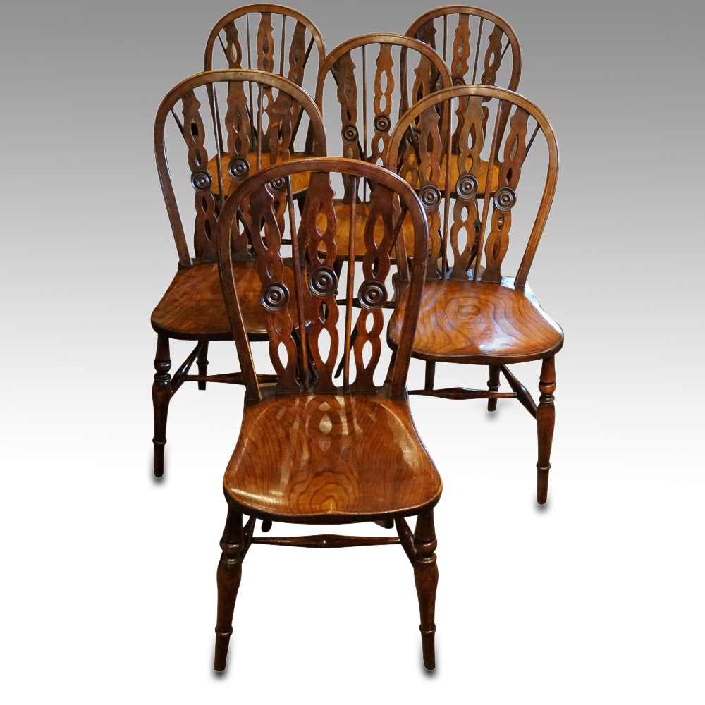 Set-of-6-draught-back-windsor-chairs.jpg Set of 6 Edwardian Windsor chairs - Image 1