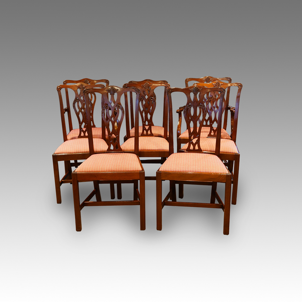 Set-of-8-Edwardian-Chippendale-style-chairs.jpg Set of 8 Edwardian Chippendale style chairs Now Sold - Image 1