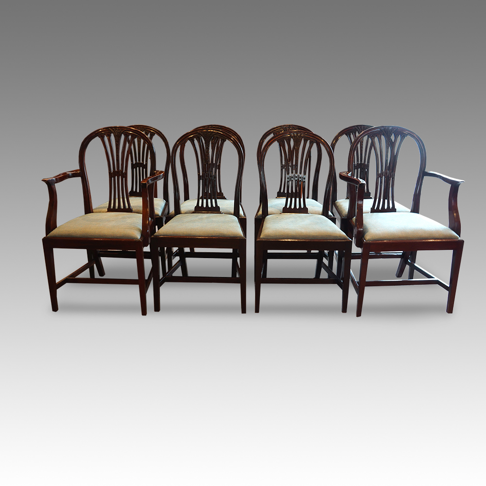 Set-of-8-Edwardian-wheatsheath-back-chairs-rounded-back.jpg Set of 8 mahogany Wheatsheaf dining chairs - Image 1