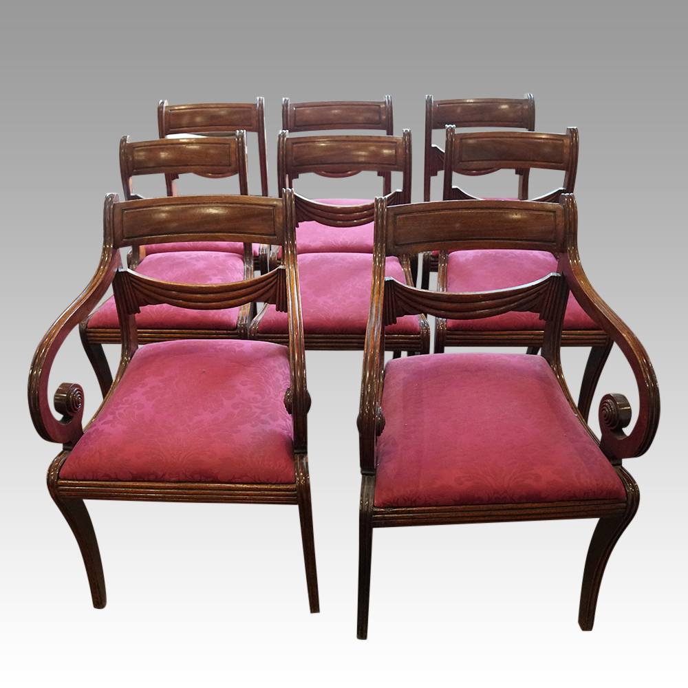 Set-of-8-Regency-mahogany-dining-chairs-1.jpg Set of 8 Regency mahogany dining chairs - Image 1