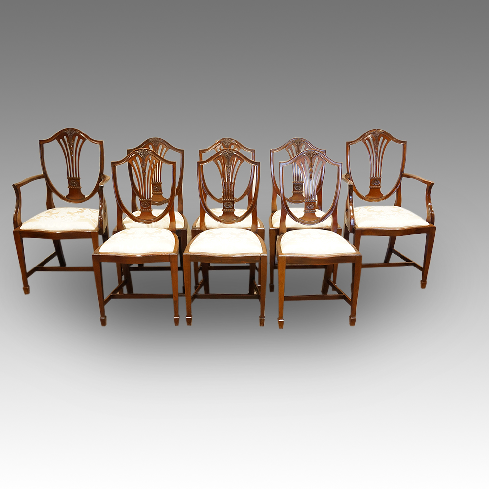 Set-of-8-Shieldback-mahogany-dining-chairs.jpg Set of 8 Shield back mahogany dining chairs - Image 1
