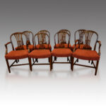Set of 8 Edwardian mahogany Hepplewhite dining chairs