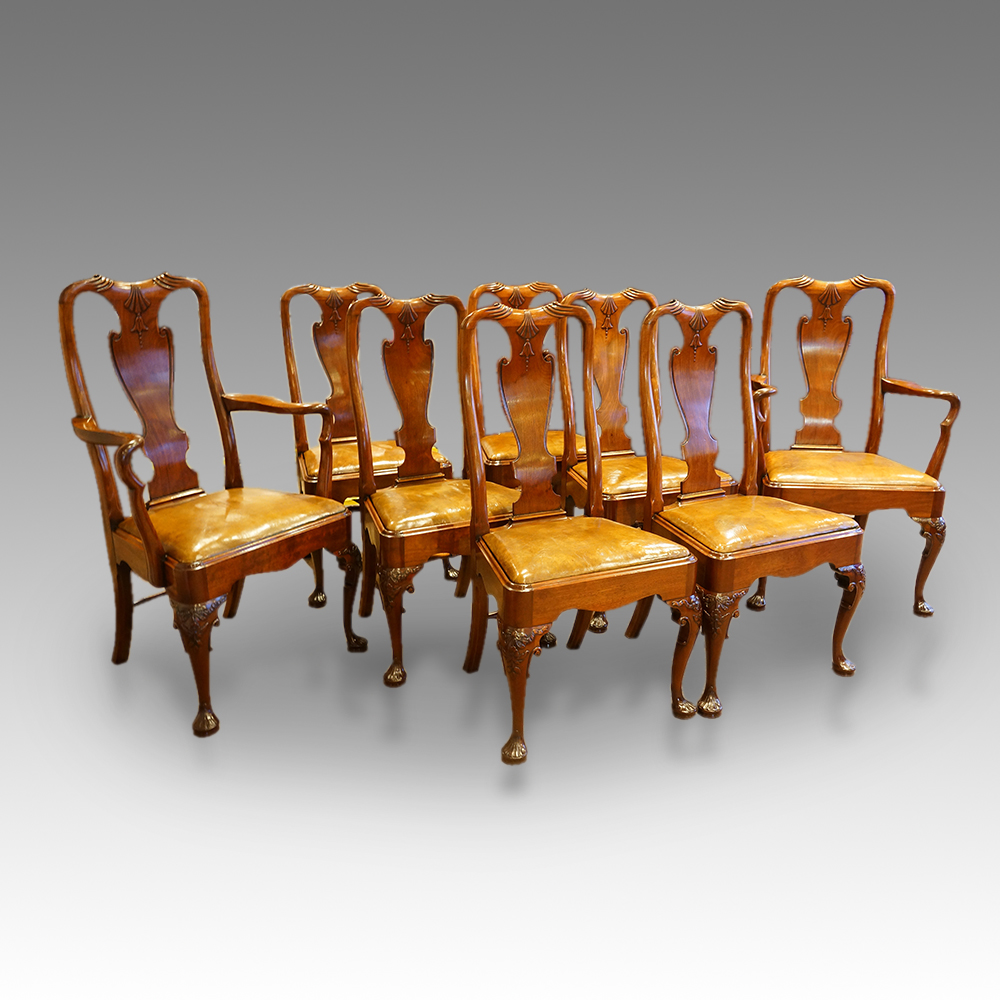 Set-of-8-mahogany-Victorian-George-I-style-dining-chairs.jpg Set of 8 mahogany Victorian dining chairs in the Georgian style - Image 1