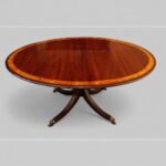 Sheraton style mahogany oval extending dining table - Image 5