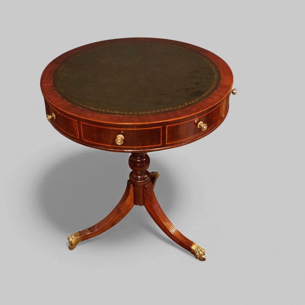 Small-mahogany-drum-table.jpg Small George VI mahogany drum table - Image 1